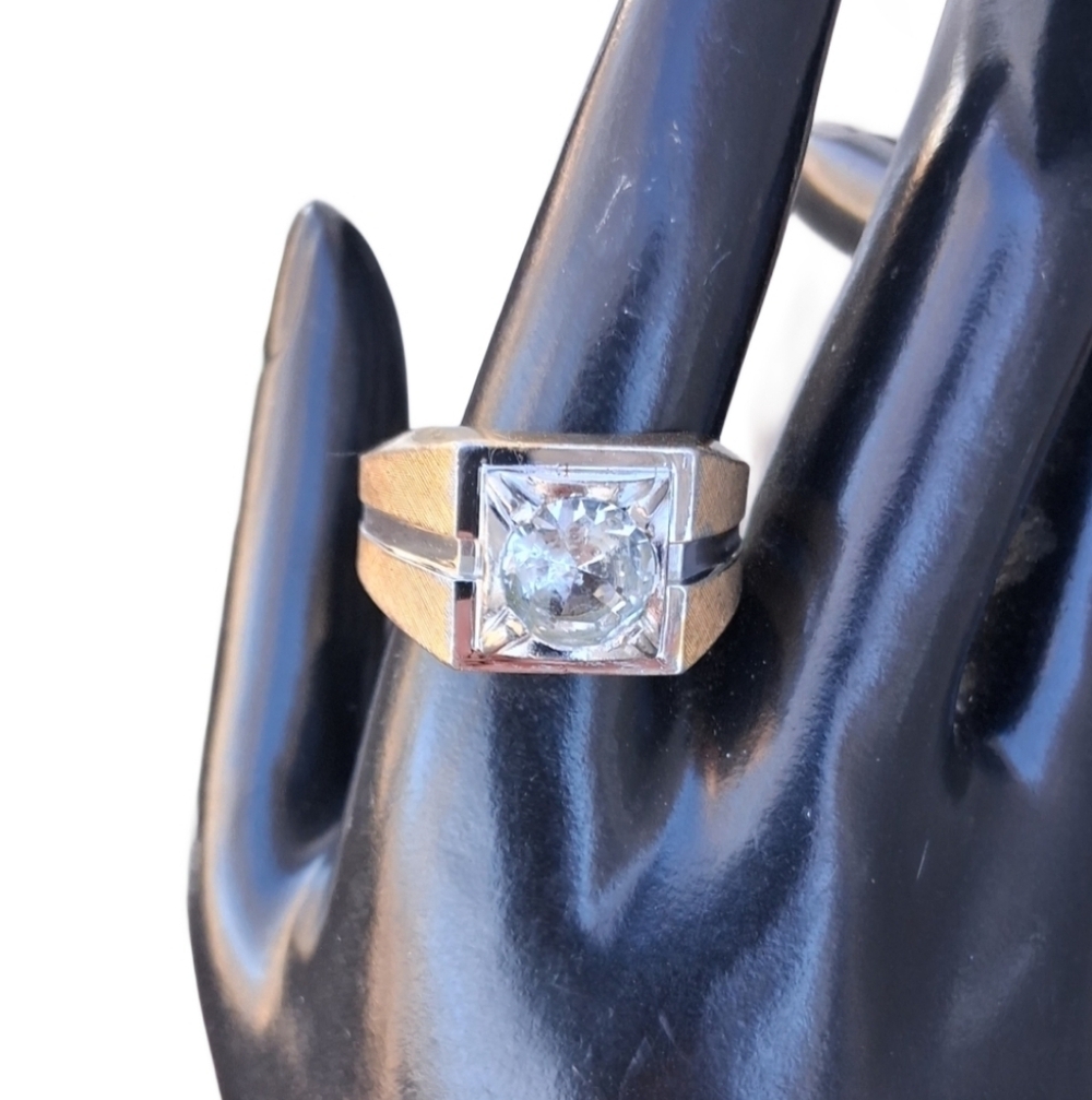 MCM Joseph Esposito Signed 18K Heavy Gold Plated Large Solitaire CZ Ring